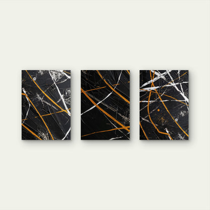 3pcs Modern Dark Textured Line Artwork  Wall Art Set Canvas Framed 60x90cm - High Quality Print 100% Australian Made Wall Canvas Ready to Hang