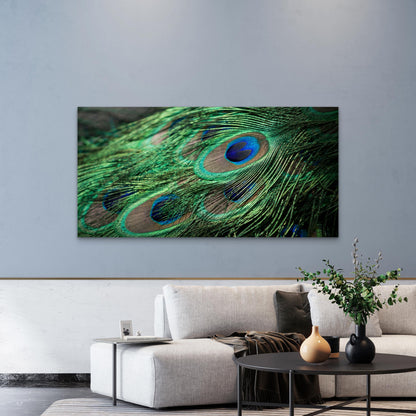 Vibrant Peacock Feather Eyes Wall Art Canvas Office Home Room Framed 120x60cm