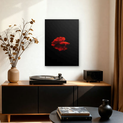 Red Betta Fish Painting 60x90cm Metal Print Ready to Hang - Bella Home Decor