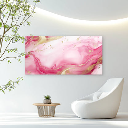 Rose Quartz Golden Ripples Wall Art Canvas Office Home Room Framed 120x60cm - Bella Home Decor