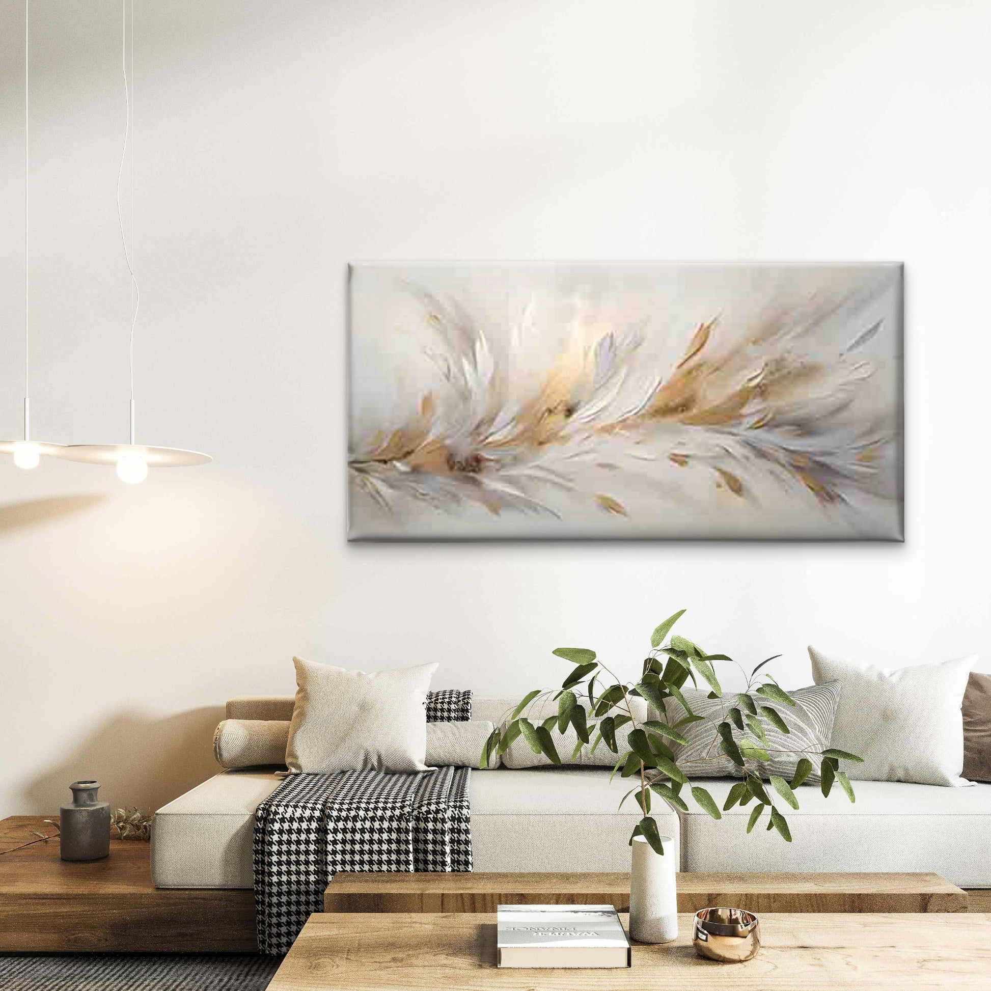 Abstract Dynamic Feather Wall Art Canvas Office Home Room Framed 120x60cm - Bella Home Decor