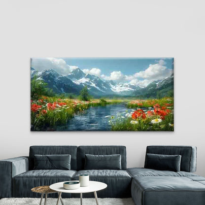 Abstract Flower Field Wall Art Canvas Office Home Room Framed 120x60cm