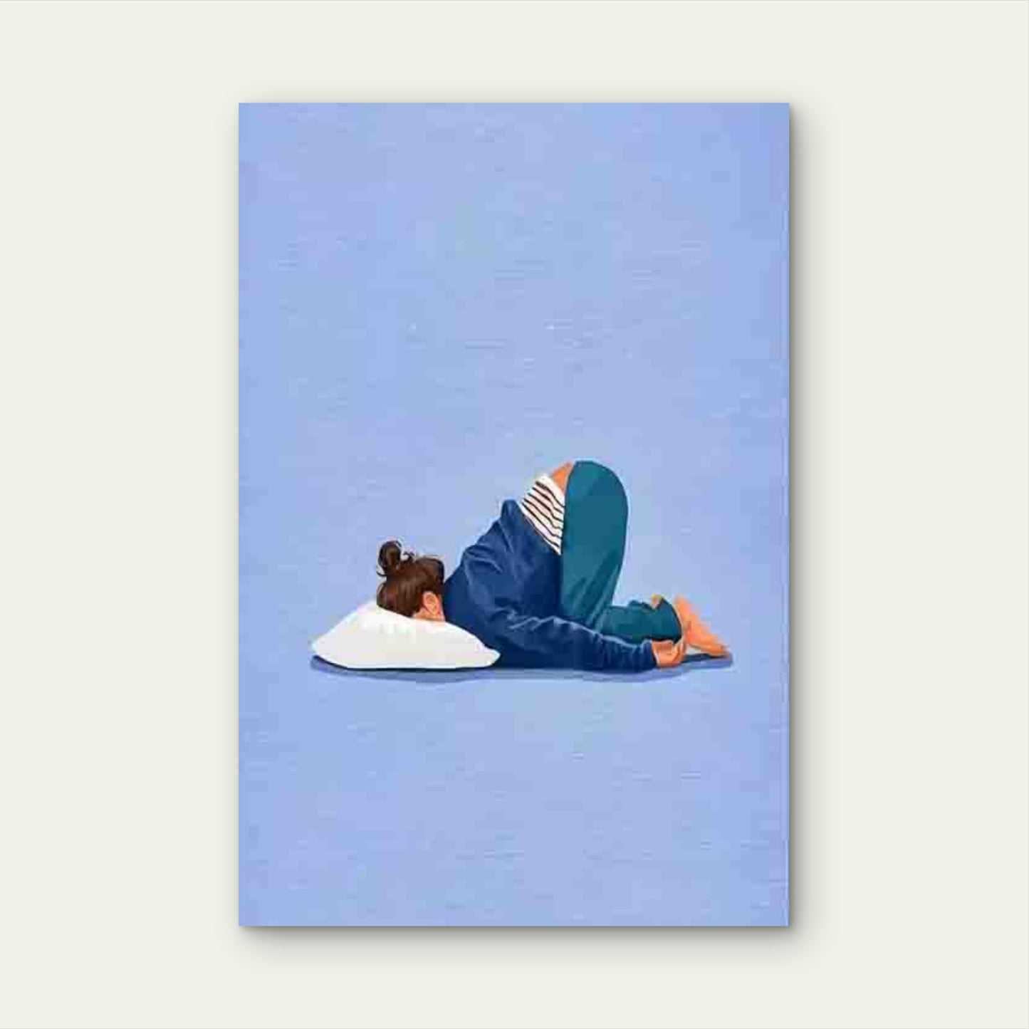 Exhausted Girl In Purple Background 60x90cm Metal Print Ready to Hang
