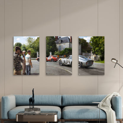 3pcs Vintage Classic Racing Car Country Road Metal Print Ready to Hang Art