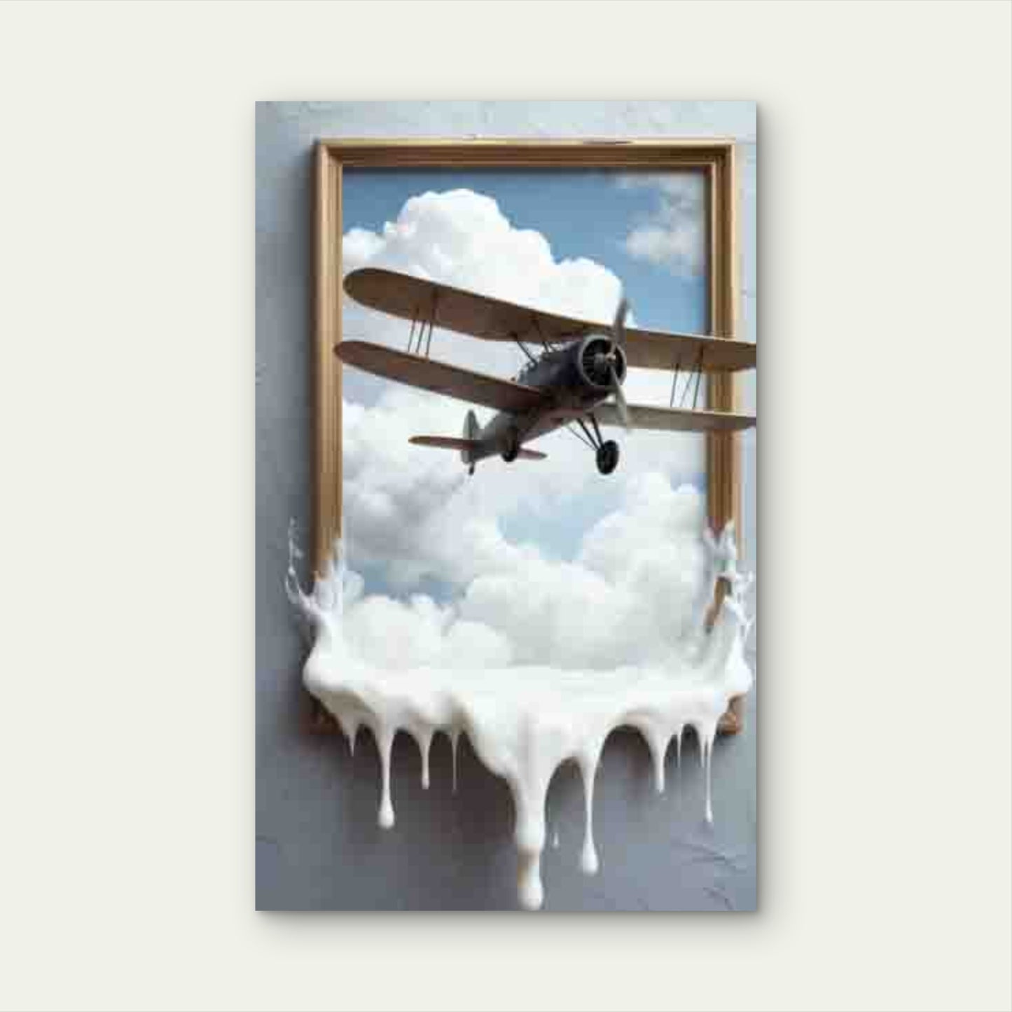 3D Airplane Breaking Frame & Cloud Metal Print Ready to Hang - Bella Home Decor