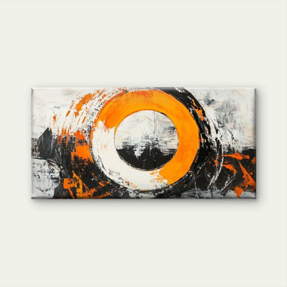 Vibrant Orange & Black Abstract Wall Art Canvas Office Home Room Framed 120x60cm