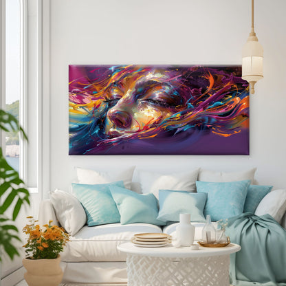 Vibrant Dreams Swirl Around Her Wall Art Canvas Office Home Room Framed 120x60cm