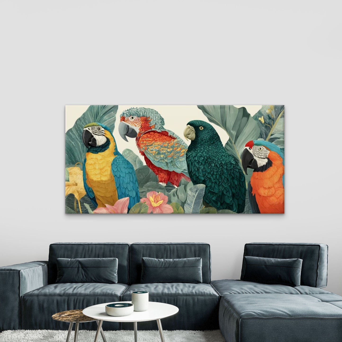 Tropical Birds Paintings Wall Art Canvas Office Home Room Framed 120x60cm