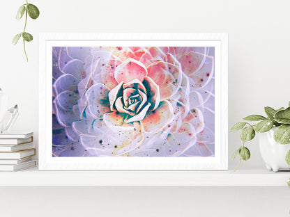 White Mexican Rose closeup Glass Framed Wall Art, Ready to Hang Quality Print With White Border White