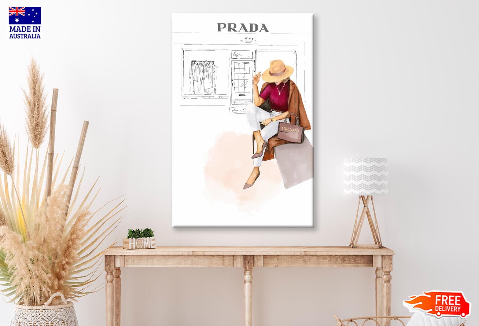 Stylish Girl with Hat Fashion Art Wall Art Limited Edition High Quality Print