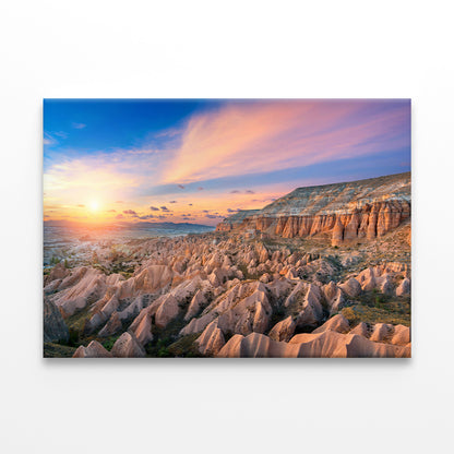 Sunset Over Red Valley Cappadocia Wall Art Decor 100% Australian Made