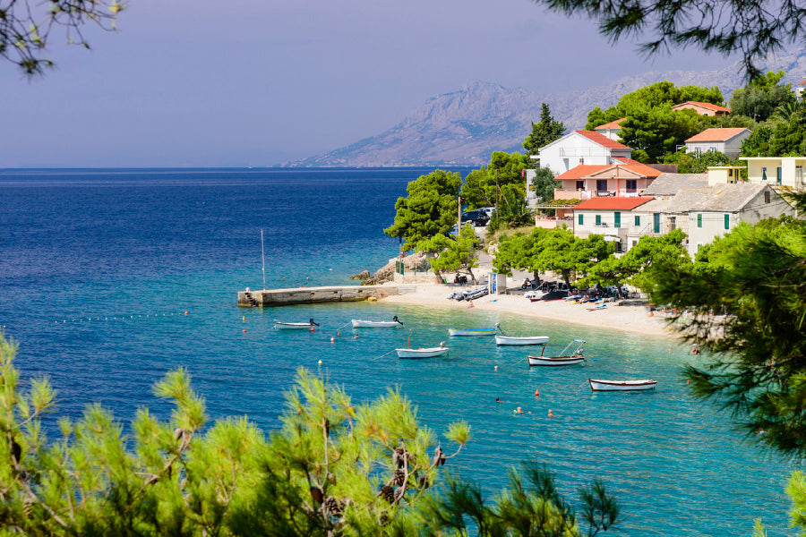 Bay In Makarska Resort With Water Glass Framed Wall Art, Ready to Hang Quality Print