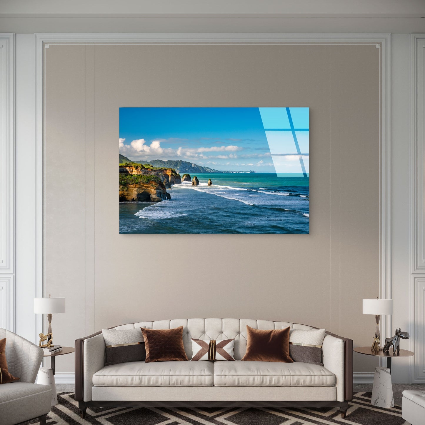 Tongaporutu Beach New Zealand Glass Printing Wall Art Australian Made Quality