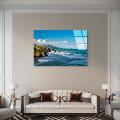 Tongaporutu Beach New Zealand Glass Printing Wall Art Australian Made Quality