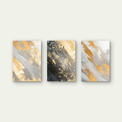 3pcs Gold Splatter Abstract Marble   Wall Art Set Canvas Framed 40x60cm - High Quality Print 100% Australian Made Wall Canvas Ready to Hang