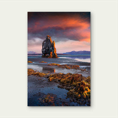 Beautiful Hvitserkur Iceland Coast 40x60cm Metal Print Ready to Hang