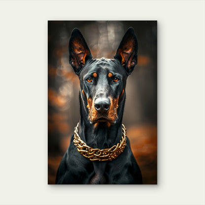 Portrait Adorable Doberman Dog 60x90cm Metal Print Ready to Hang