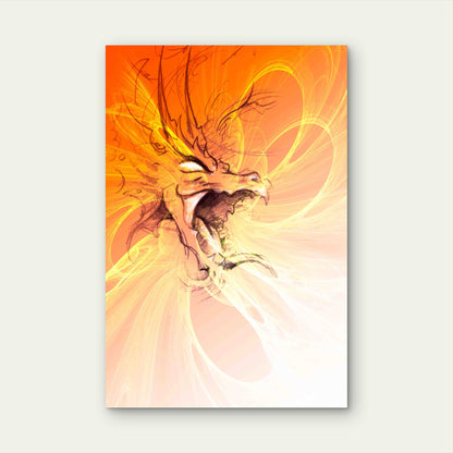 Golden Fire Dragon Rising From the Clouds 60x90cm Metal Print Ready to Hang