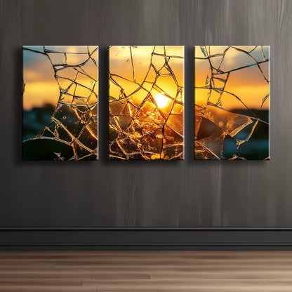 3pcs Abstract Sunburst Design Wall Art Set Canvas Framed 40x60cm - High Quality Print 100% Australian Made Wall Canvas Ready to Hang - Bella Home Decor