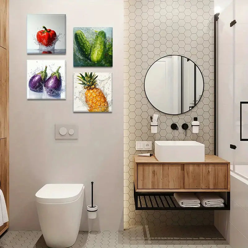 4pcs Freshness Art Print  Aesthetic Wall Art Canvas Framed