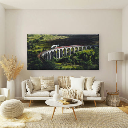 Glenfinnan Viaduct Steam Train Wall Art Canvas Office Home Room Framed 120x60cm