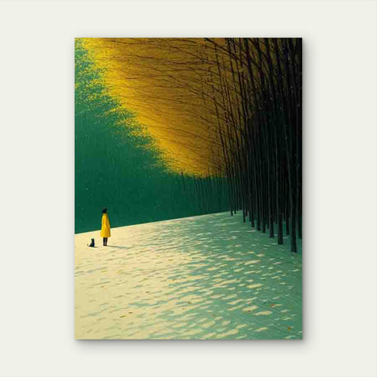 Golden Forest Path 40x60cm Metal Print Ready to Hang