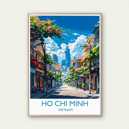 Vibrant streets of sunny Ho Chi Minh Travel Poster Print Wall Art - Bella Home Decor