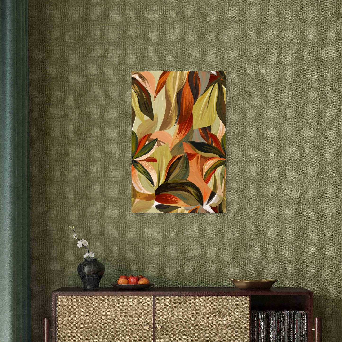 Boho Terracotta Earthy Tropical Palm Leaf 40x60cm Metal Print Ready to Hang