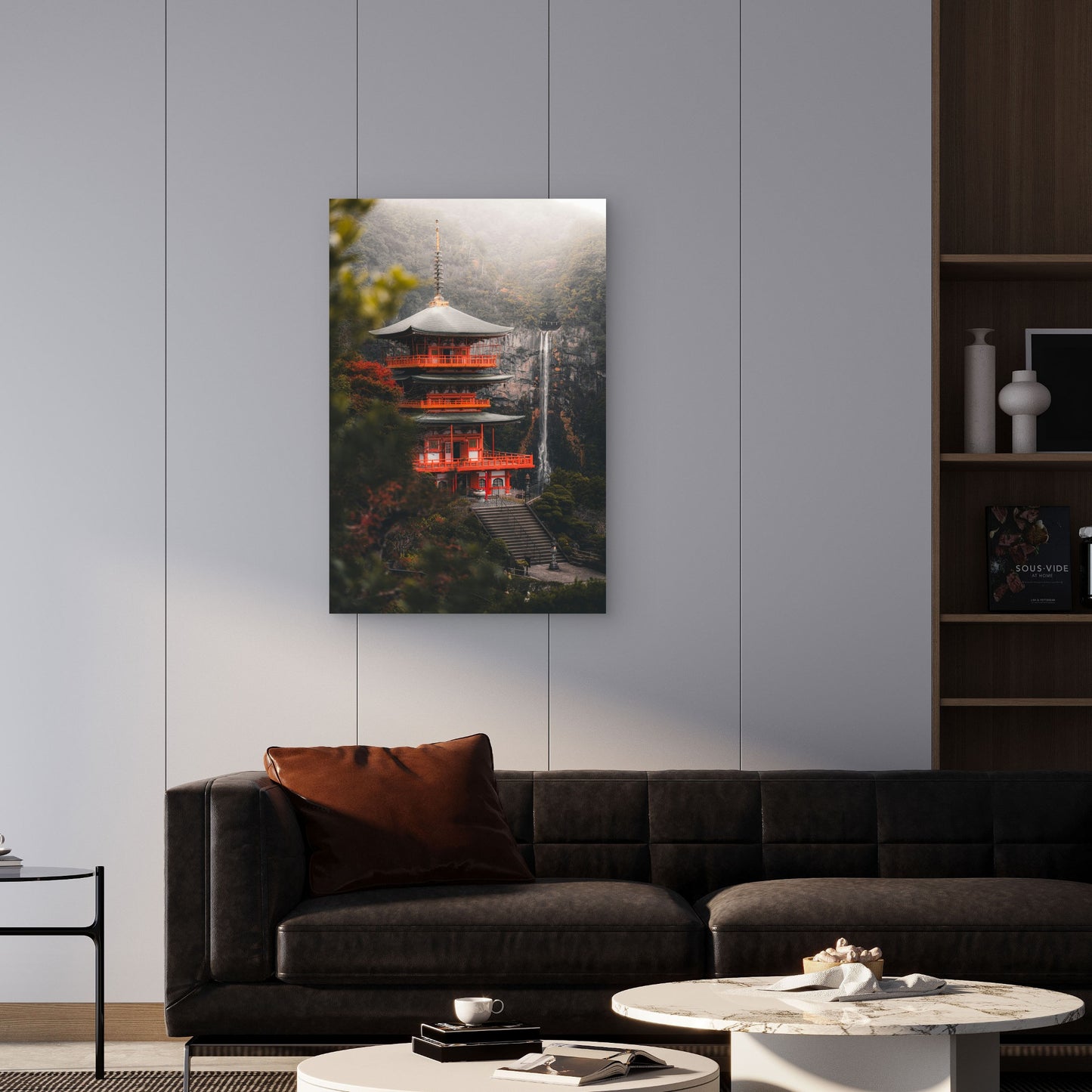 Seiganto-ji Pagoda with Nachi Falls, Japan 40x60cm Metal Print Ready to Hang