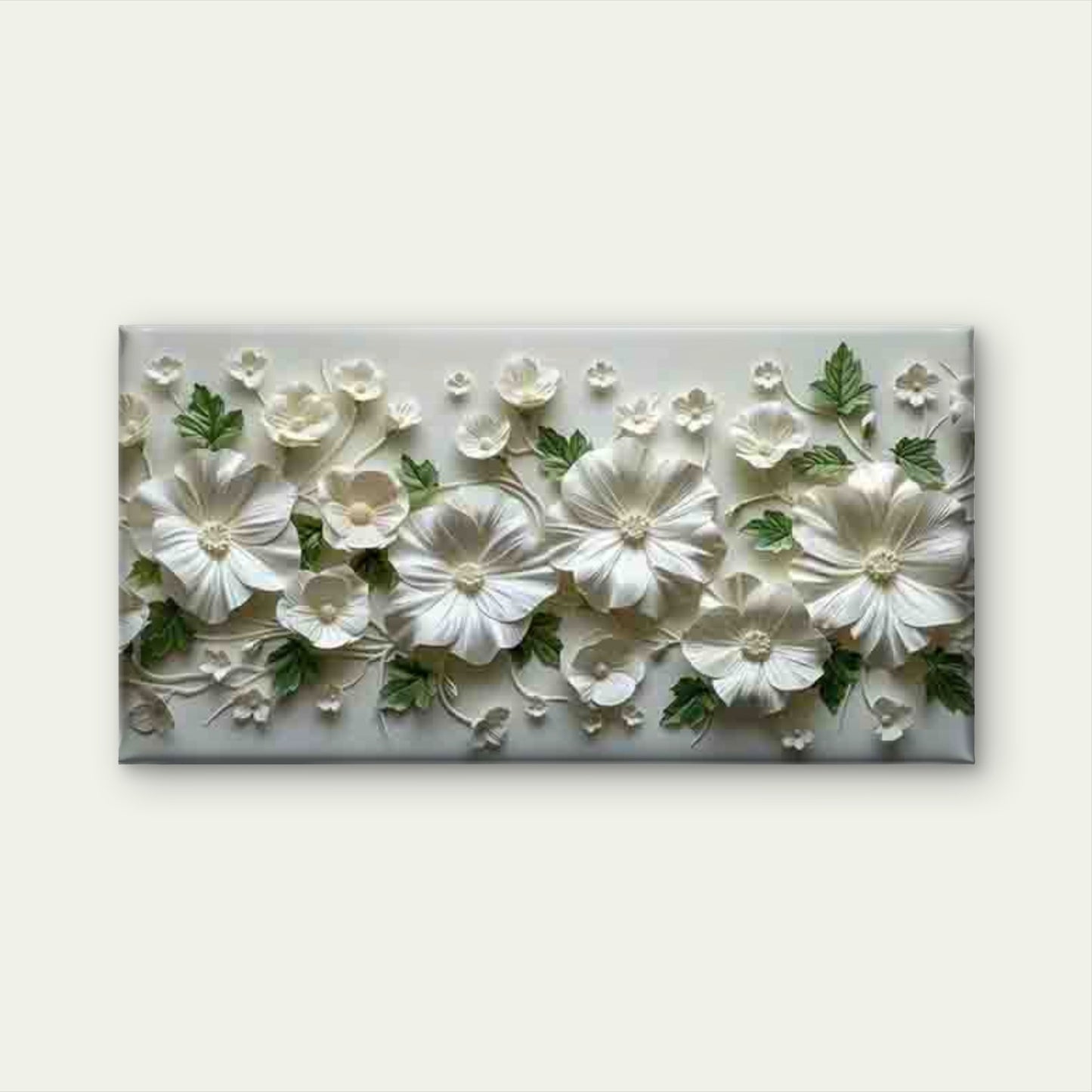 White Floral Arrangement Wall Art Canvas Office Home Room Framed 120x60cm