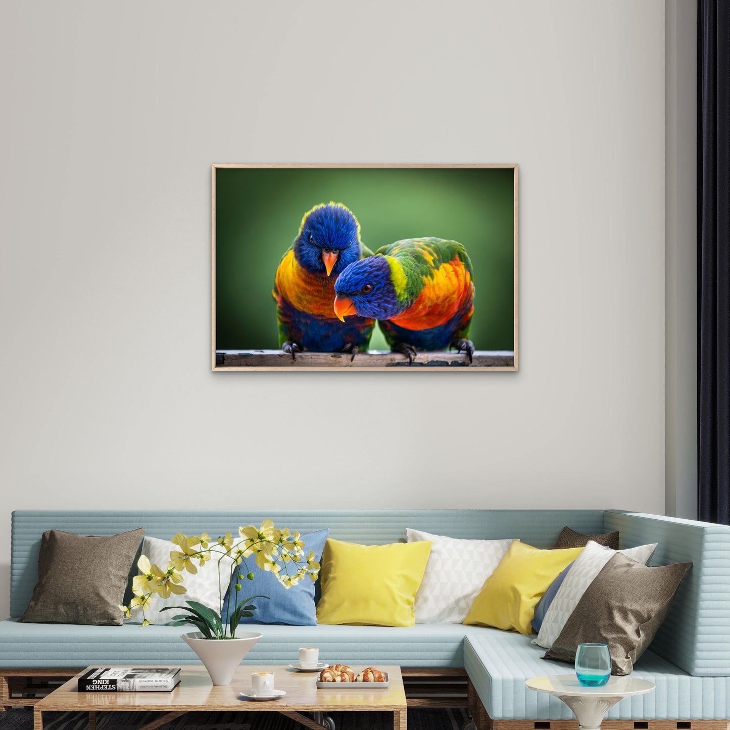Iconic Pair Native Rainbow Lorikeet Parrot Wildlife Species Australia Wall Art Decor 100% Australian Made