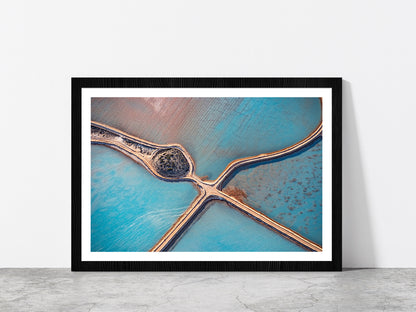 Aerial Of Salt Works Australia Glass Framed Wall Art, Ready to Hang Quality Print With White Border Black