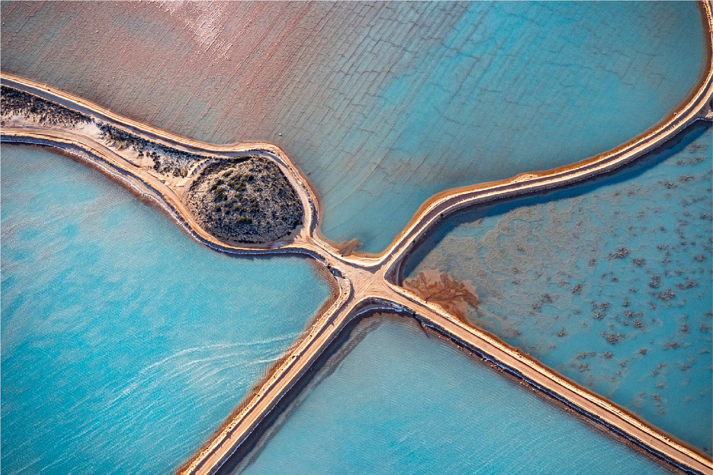 Aerial Of Salt Works Australia Glass Framed Wall Art, Ready to Hang Quality Print