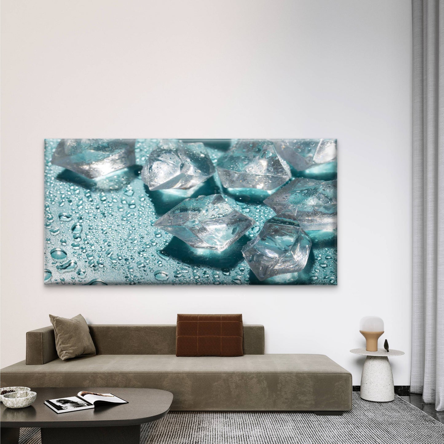 Glistening Ice Cubes Wall Art Canvas Office Home Room Framed 120x60cm