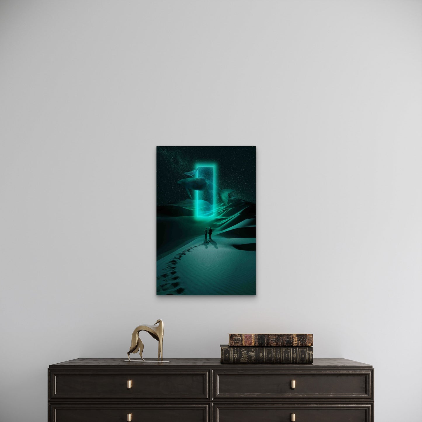 Long Shot Couple Metaverse Date in Dessert  60x90cm Metal Print Ready to Hang