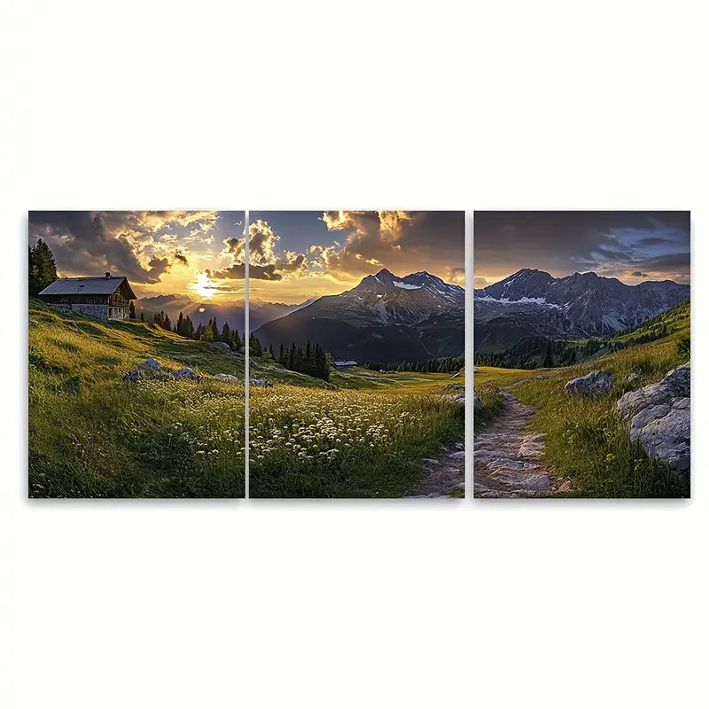 3pcs Obertauern Mountain Travel Landscape Wall Art Set Canvas Framed 40x60cm - High Quality Print 100% Australian Made Wall Canvas Ready to Hang
