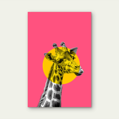 Pop Art Featuring a Giraffe 60x90cm Metal Print Ready to Hang