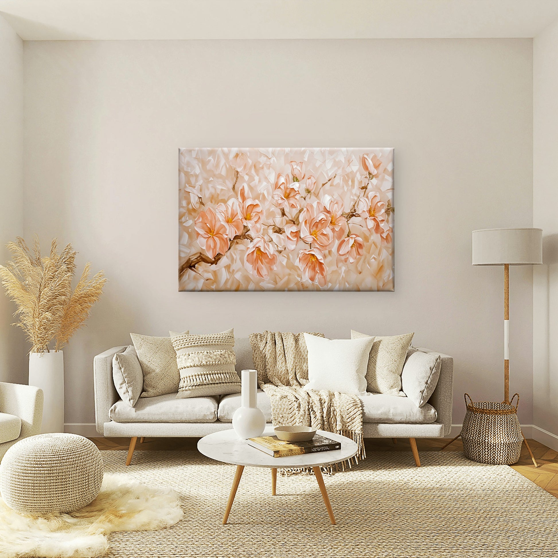 Orange Flower Branch Painting Wall Art Decor 100% Australian Made - Bella Home Decor