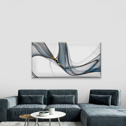 Flowing Blue And Golden Lines Wall Art Canvas Office Home Room Framed 120x60cm - Bella Home Decor