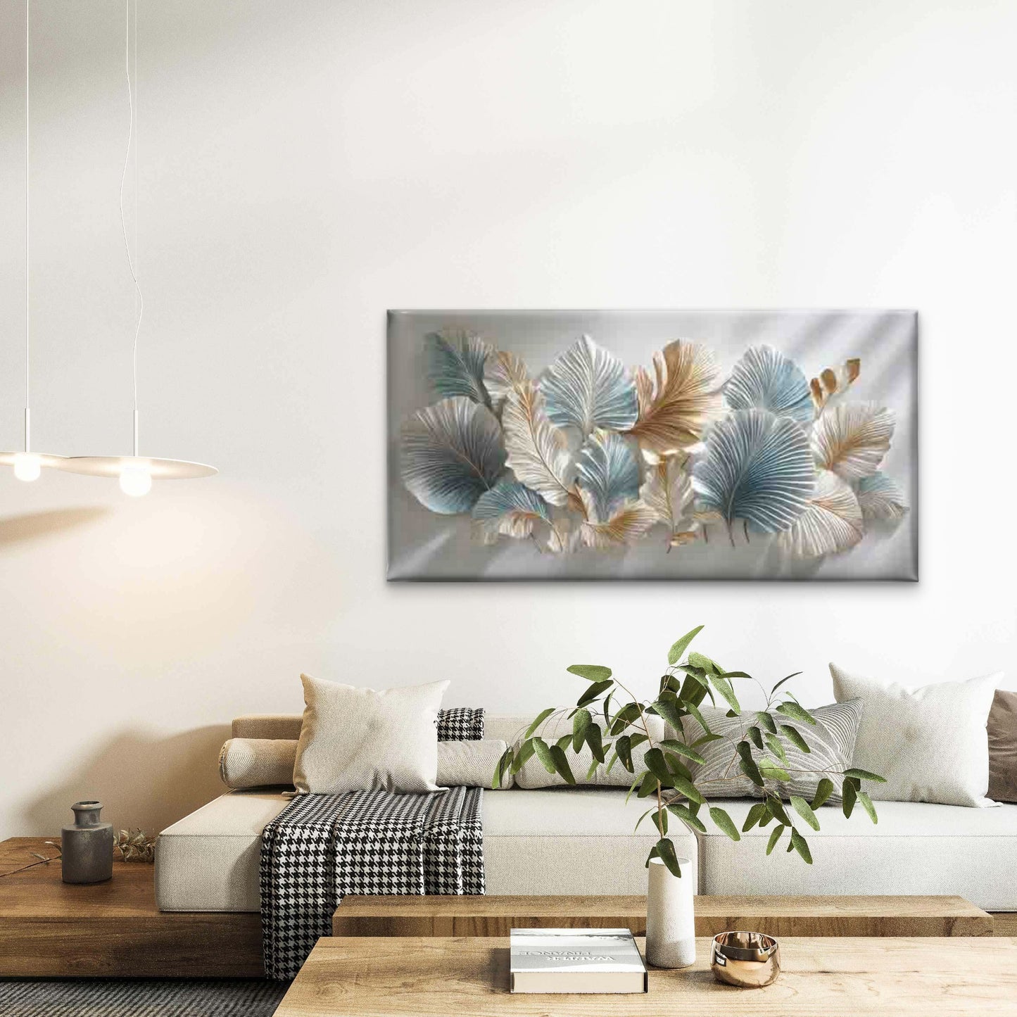 Blue and Marbling Contemporary Wall Art Canvas Office Home Room Framed 120x60cm - Bella Home Decor