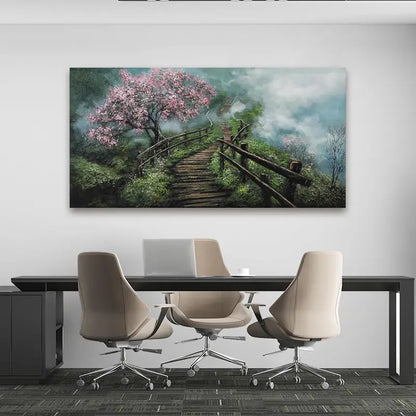 Tree Decor Foggy Trail Wall Art canvas office home room framed 120x60cm - Bella Home Decor