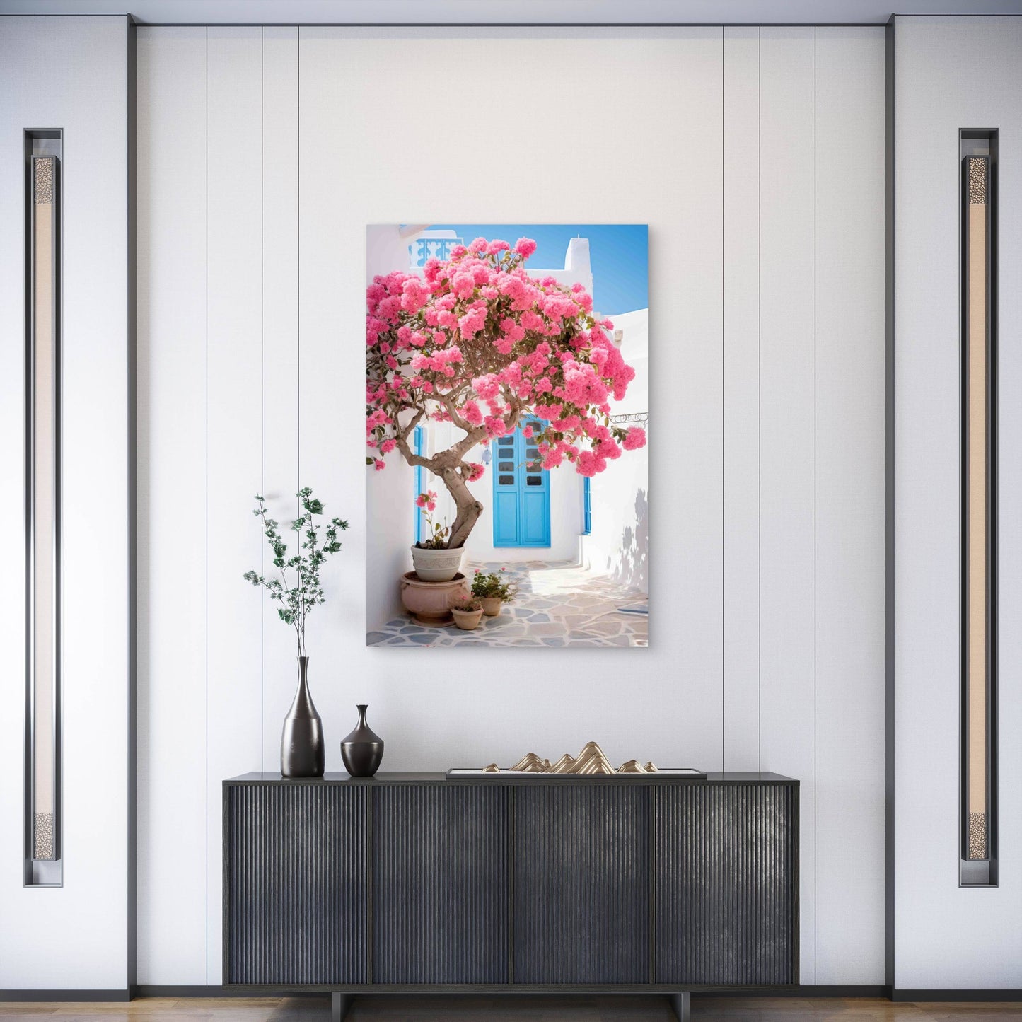 Beautiful Tree With Pink Flowers 60x90cm Metal Print Ready to Hang