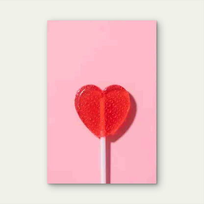 Candy-Inspired Heart Lollipop Metal Print Ready to Hang