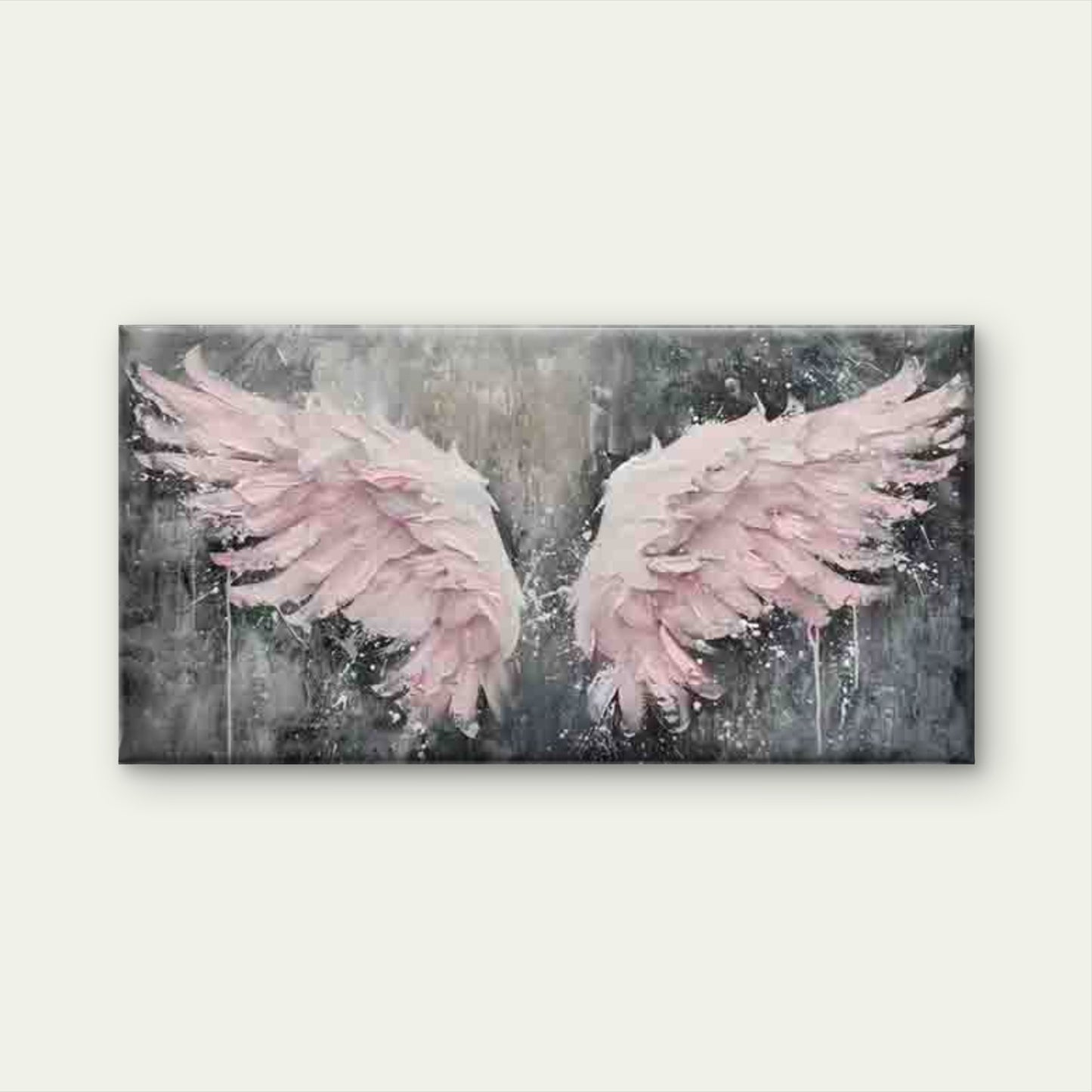 Pink Angel Wings Wall Art Canvas Office Home Room Framed 120x60cm - Bella Home Decor