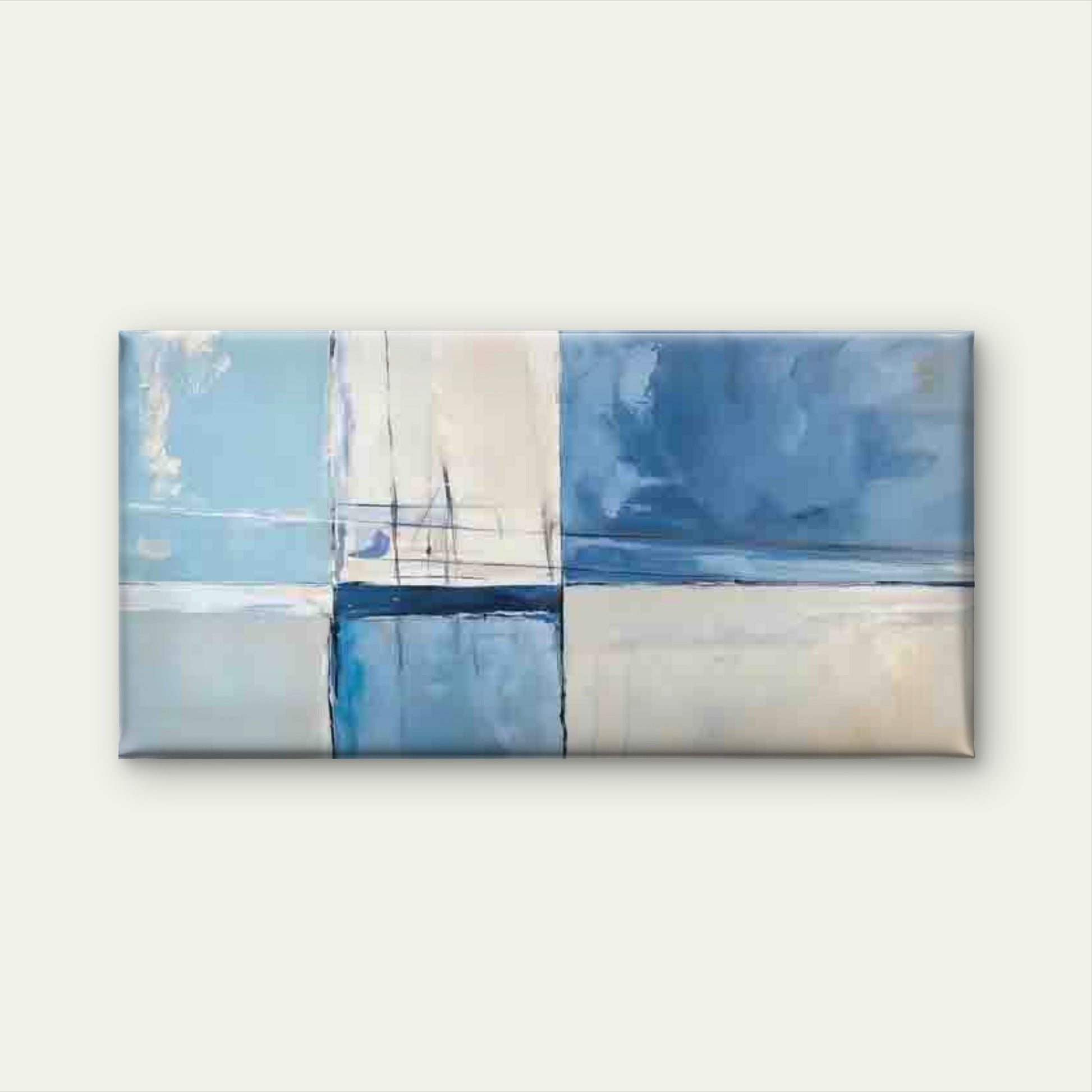 Modern Abstract Blue Ocean Wall Art Canvas Office Home Room Framed 120x60cm - Bella Home Decor