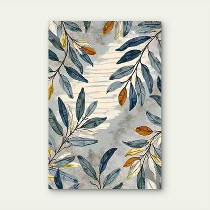 Watercolor-Style Blue, Yellow, Green Leaf 40x60cm Metal Print Ready to Hang - Bella Home Decor