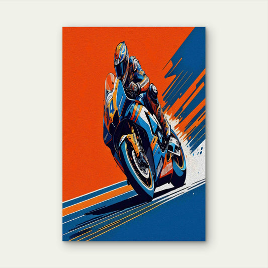 The Velocity Blast of a Superbike Racer 40x60cm Metal Print Ready to Hang
