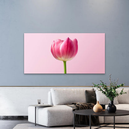 Pink Tulip Close Up Art Wall Art Canvas Office Home Room Framed 120x60cm