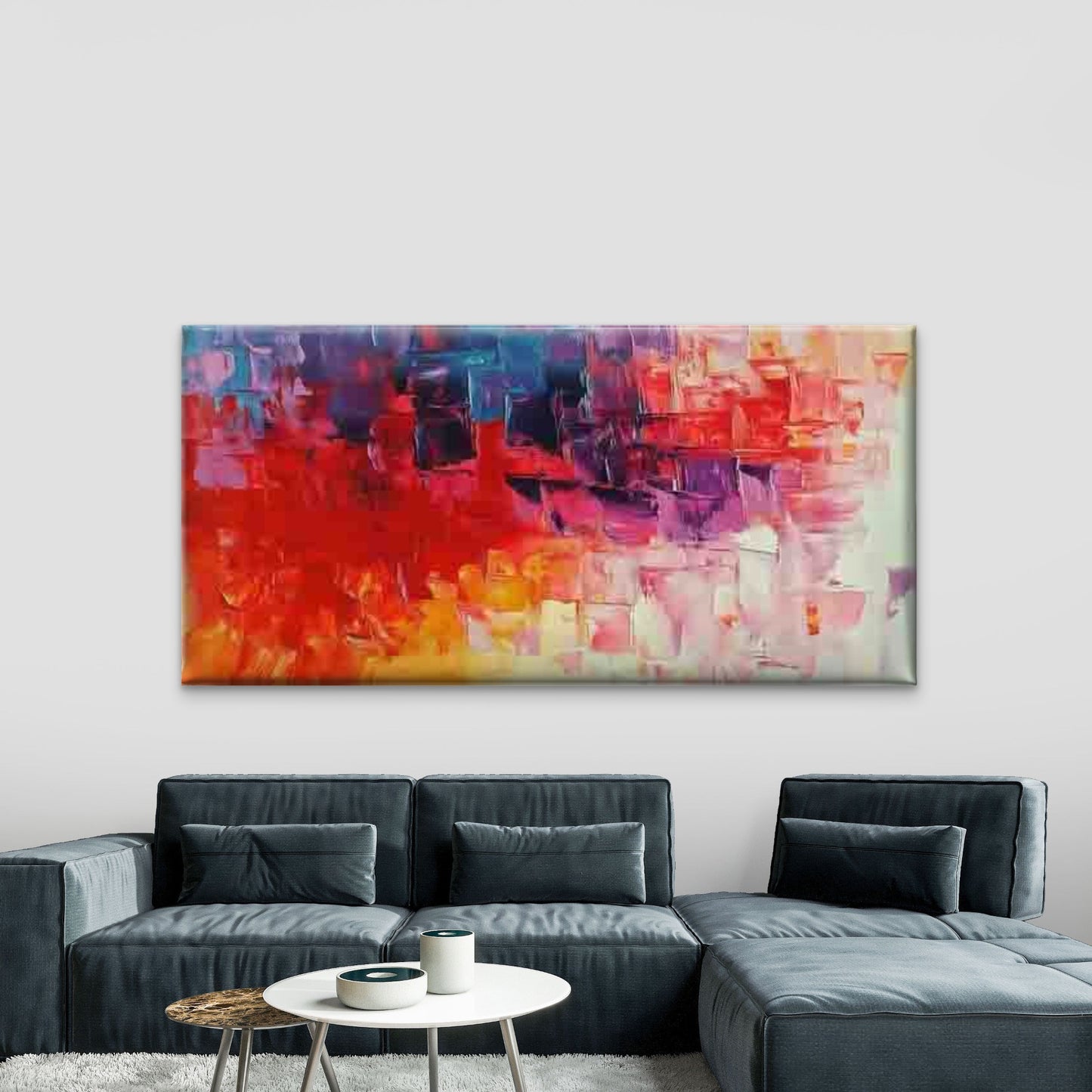 Abstract Brushstroke Painting Wall Art Canvas Office Home Room Framed 120x60cm