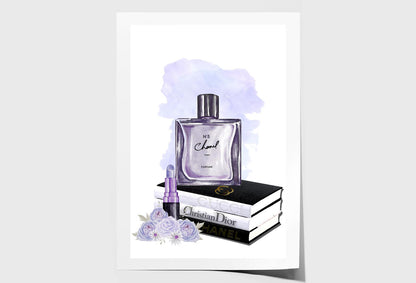 Perfume and Book Set Wall Art Limited Edition High Quality Print Unframed Roll Canvas None